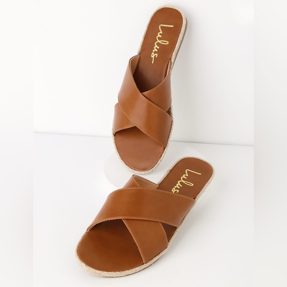 Lulus Brown Sandals Womens Shoes Koren Flats Slip On Size 8 - Picture 1 of 6